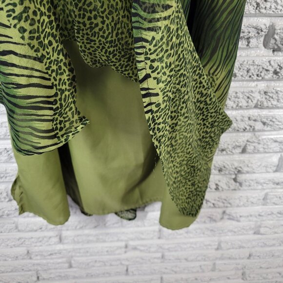 Kaktus Womens Skirt 2X Plus Pull On Green Black Animal Print Lightweight ANI44E - Picture 5 of 8